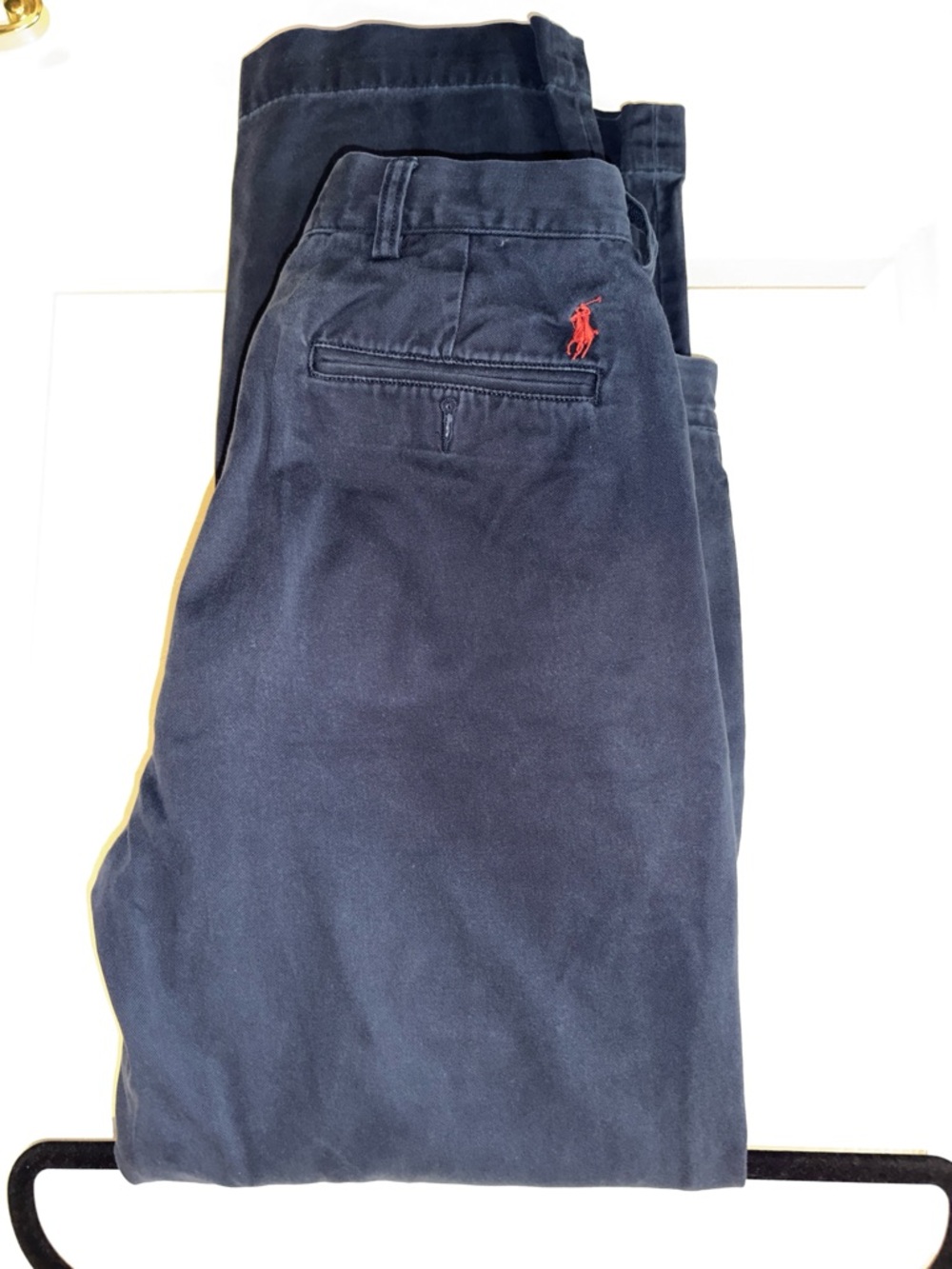 Ralph Lauren Navy Chino Pants with Red Polo Emblem